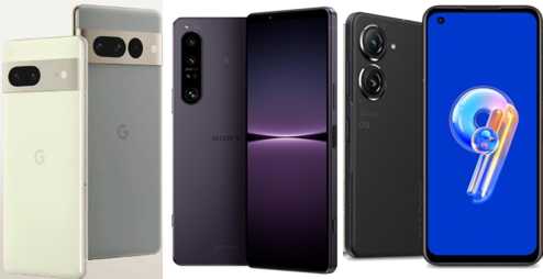 圖左至右為Google Pixel 7系列、Sony Xperia I IV 與華碩Zenfone 9