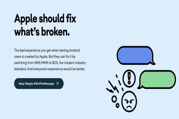 為了RCS，Google多次公開批評(píng)蘋果，之前還架設(shè)了“GetTheMessage”專屬網(wǎng)站。