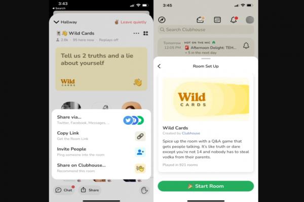 Clubhouse語音社群測試“WildCards”游戲互動功能。